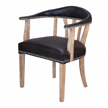 Мягкий стул с подлокотниками Tanner Black Leather