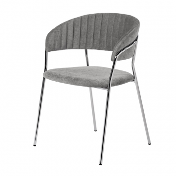Стул Turin серый вельвет с хромированными ножками