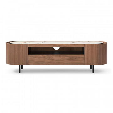 Тумба TV Angelica, белая керамика/орех