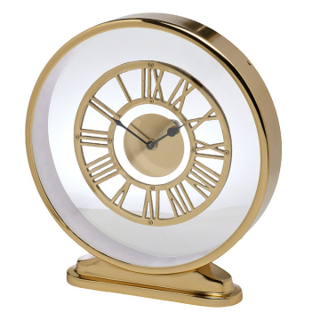 Часы настольные на подставке золото d30, H32см