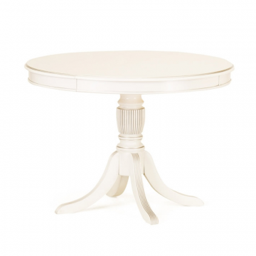 Обеденный стол Балли 0890. Эмаль белая, патина серебро. Гладкая столешница.