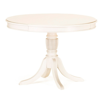 Обеденный стол Балли 1050. Эмаль белая, патина серебро. Гладкая столешница.