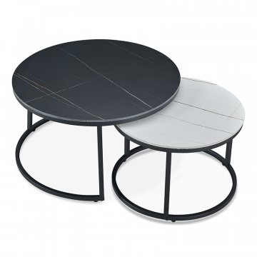 Набор из 2-х столов журнальных Nocturne, черная/белая керамика