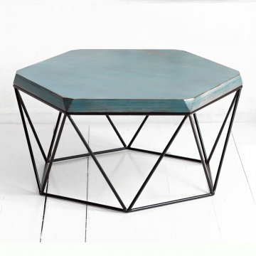 Журнальный стол Гексагон в синем цвете