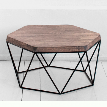 Журнальный стол Гексагон из дуба в сером цвете