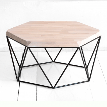 Журнальный стол Гексагон из дуба в белом цвете