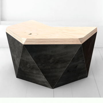 Рабочий стол Гексагон Брильянт в черном цвете со столешницей в натуральном цвете березы