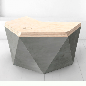 Рабочий стол Гексагон Брильянт в сером цвете со столешницей в натуральном цвете березы