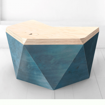 Рабочий стол Гексагон Брильянт в синем цвете со столешницей в натуральном цвете березы