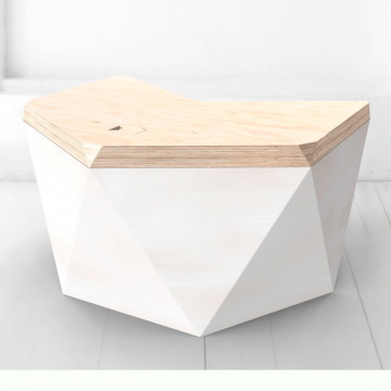 Рабочий стол Гексагон Брильянт в белом цвете со столешницей в натуральном цвете березы