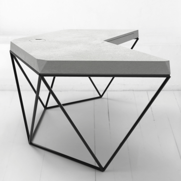 Рабочий стол Гексагон из микроцемента в светло-сером цвете