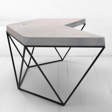 Рабочий стол Гексагон из микроцемента в сером цвете