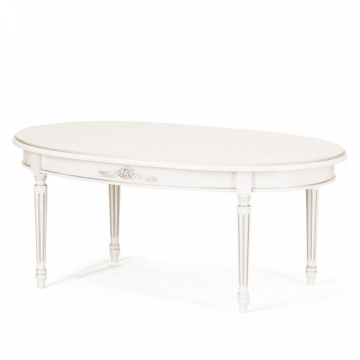 Журнальный стол Петра 3.Эмаль белая, патина серебро. Гладкая столешница.