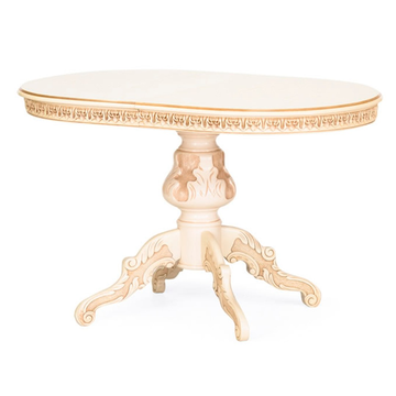 Обеденный стол Бостон 2 1200.Эмаль крем, патина золото. Гладкая столешница.