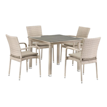 Комплект плетеной мебели T257C/Y376C-W85 Latte (4+1) + подушки на стульях
