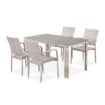 Комплект плетеной мебели T256C/Y376C-W85 Latte (4+1) + подушки на стульях