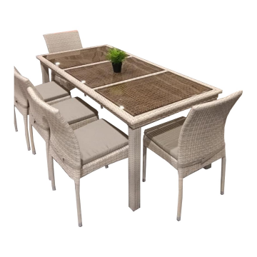 Комплект плетеной мебели T365/S65/Y380C-W85 8PCS Latte (8+1) + подушки