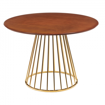 Стол Liverpool диам.110см, шпон орех с золотистыми ножками