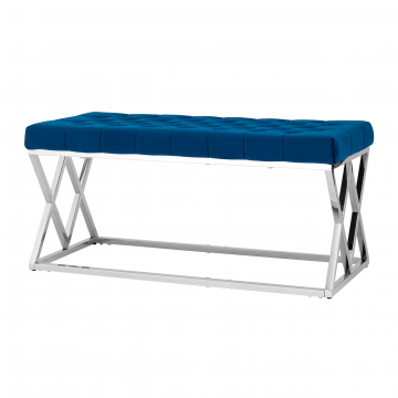 Банкетка ИНСИГНИЯ велюр синий сталь серебро