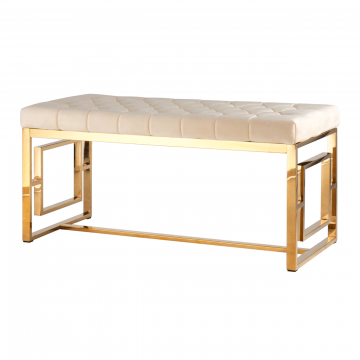 Банкетка-скамейка БРУКЛИН велюр бежевый сталь золото