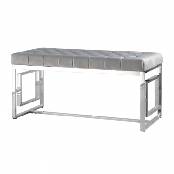 Банкетка-скамейка БРУКЛИН велюр серый сталь серебро