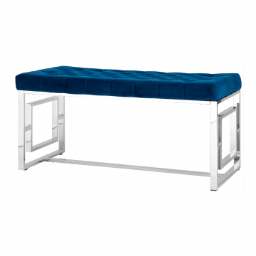 Банкетка-скамейка БРУКЛИН велюр синий сталь серебро