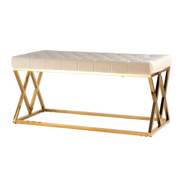 Банкетка ИНСИГНИЯ велюр бежевый сталь золото