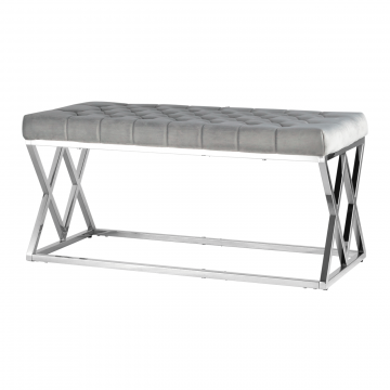 Банкетка ИНСИГНИЯ велюр серый сталь серебро