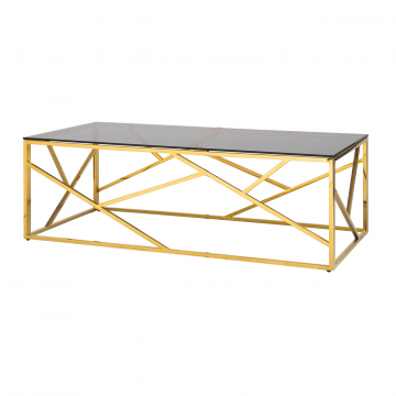 Журнальный стол 120*60 АРТ ДЕКО стекло smoke сталь золото