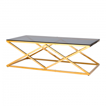 Журнальный стол 120*60 ИНСИГНИЯ золото стекло smoke