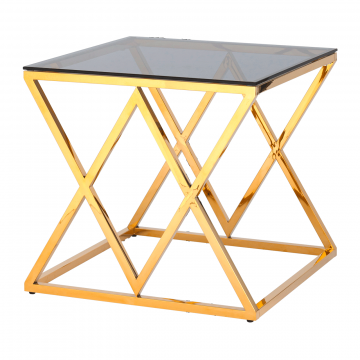 Журнальный стол 55*55 ИНСИГНИЯ золото стекло smoke