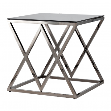 Журнальный стол 55*55 ИНСИГНИЯ сталь темный хром стекло smoke