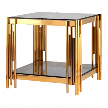 Журнальный столик 55*55 ГЭТСБИ золото стекло smoke