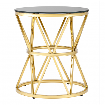 Журнальный стол 50*50 ВИВА золото стекло черное