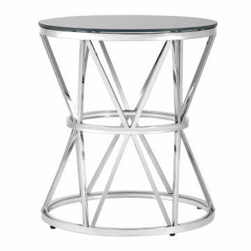 Журнальный стол 50*50 ВИВА серебро стекло черное