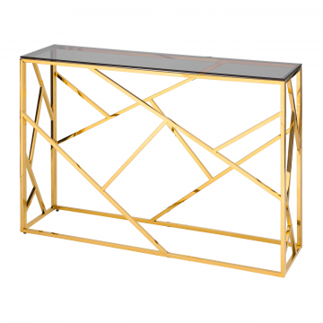 Консоль АРТ ДЕКО 115*30 золото стекло smoke