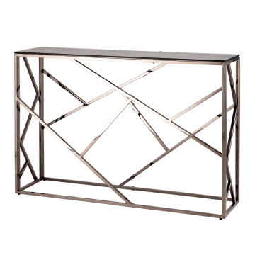 Консоль АРТ ДЕКО 115*30 стекло smoke сталь тёмный хром