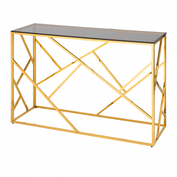Консоль АРТ ДЕКО 120х40 золото стекло smoke