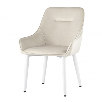Стул Диана велюр кремовый ножки белые