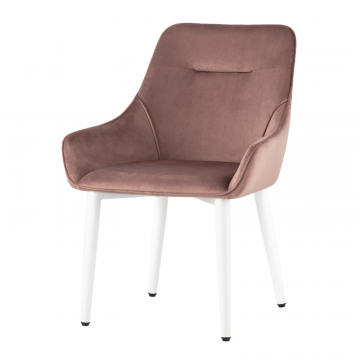 Стул Диана велюр пыльно-розовый ножки белые