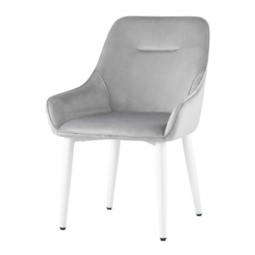 Стул Диана велюр серый ножки белые