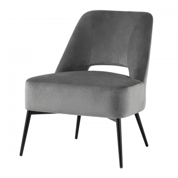 Кресло лаунж Бостон велюр тёмно-серый