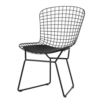 Стул обеденный Bertoia черный с черной подушкой