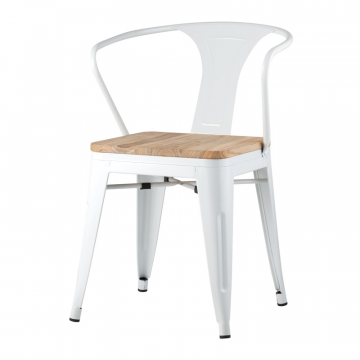 Стул TOLIX ARM WOOD с подлокотниками белый