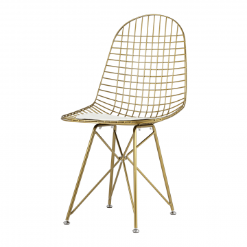 Стул обеденный Eiffel золотой с белой подушкой