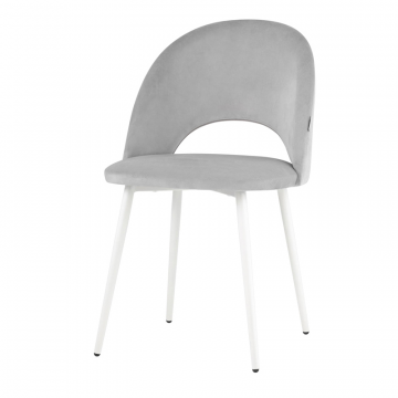 Стул Меган велюр светло-серый белые ножки