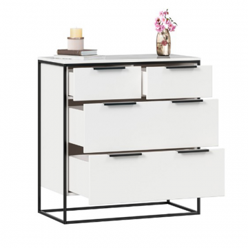 Комод 890 с 4 ящиками Норд (Белый/Статуарио)