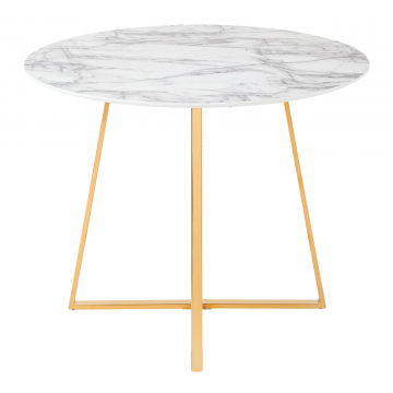 Стол обеденный Дакота 100*100 белый мрамор ножки золото
