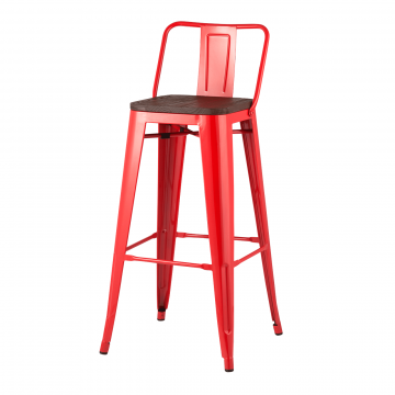 Стул барный TOLIX WOOD со спинкой красный глянцевый