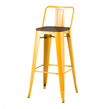 Стул барный TOLIX WOOD со спинкой желтый